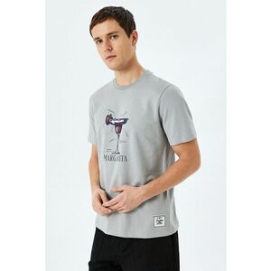 Tricou cu decolteu la baza gatului si imprimeu grafic imagine