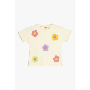 Tricou de bumbac cu aplicatii florale imagine