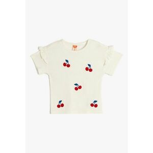 Tricou cu decolteu la baza gatului si broderii imagine