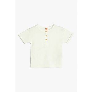 Tricou uni cu fenta cu nasturi imagine