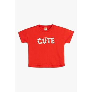 Tricou cu decolteu la baza gatului si aplicatii florale imagine