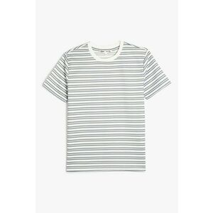 Tricou cu decolteu la baza gatului si imprimeu in dungi imagine