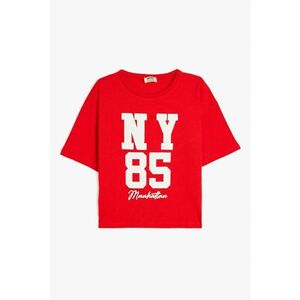 Tricou de bumbac cu imprimeu text frontal imagine