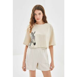 Tricou crop cu imprimeu imagine