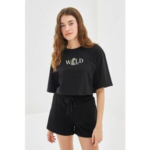 Tricou crop cu imprimeu imagine