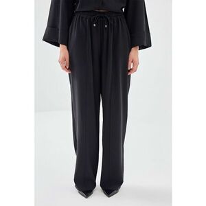 Pantaloni evazati din amestec de modal cu snur de ajustare in talie imagine