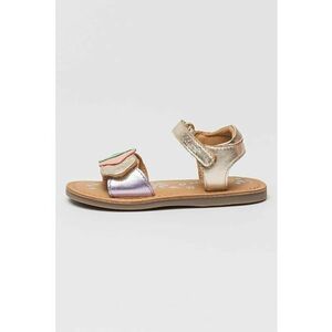 Sandale din piele cu inchidere velcro si aspect metalizat imagine