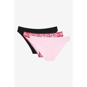 Set de chiloti brazilieni din amestec de bumbac- 3 perechi - Rosu - Negru - Roz - imagine