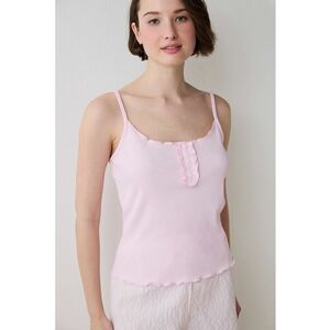 Pijama fara maneci - Alb - Roz pastel - imagine