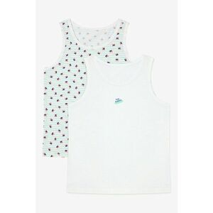 Set de top cu decolteu rotund - 2 piese - Alb - Verde - Albastru - imagine
