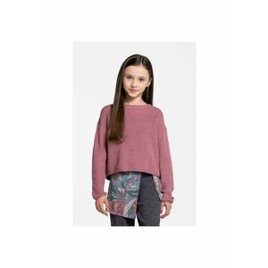 Pulover cu aspect supradimensionat si textura striata - Roz prafuit imagine