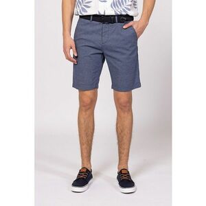 Pantaloni scurti din amestec de bumbac cu o curea Walker - Albastru prafuit - imagine
