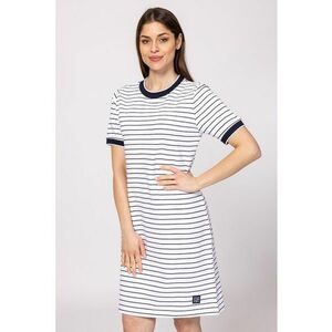Rochie din amestec de bumbac cu model uni si decolteu rotund - Negru - Alb optic - imagine