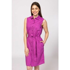 Rochie fara maneci cu cordon in talie - Roz fandango - imagine