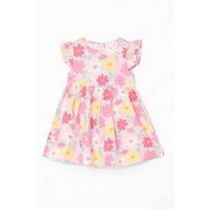 Rochie galbena cu imprimeu floral roz imagine