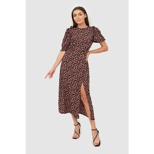 Rochie midi cu volan si imprimeu colorat DA1802 MULTI imagine