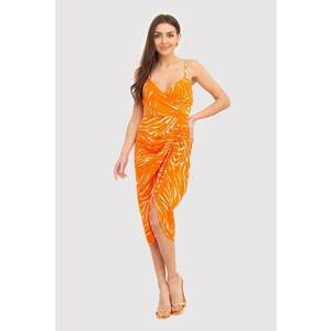 Rochie midi portocalie cu bretele subtiri DA1716 imagine