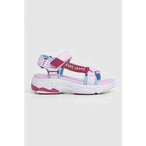 Sandale wedge de piele ecologica si material textil imagine