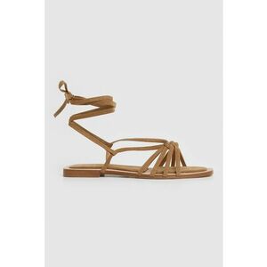 Sandale din piele intoarsa ecologica cu barete multiple imagine