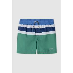 Pantaloni scurti de baie cu model colorblock si snur imagine