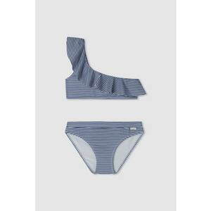 Costum de baie in dungi cu volan imagine