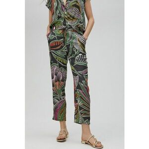 Pantaloni crop cu model tropical imagine