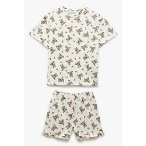 Pijama cu pantaloni scurti si model cu ursulet imagine
