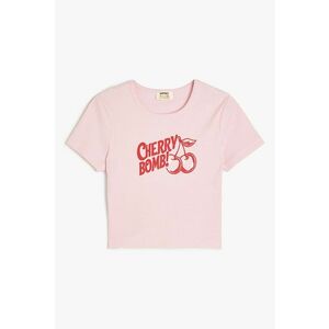 Tricou crop cu imprimeu text imagine