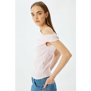 Bluza din amestec de bumbac cu decolteu asimetric imagine
