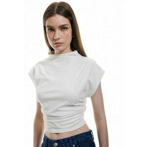 Tricou crop cu guler scurt imagine