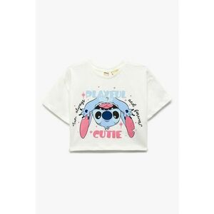Tricou cu imprimeu cu desene si decolteu la baza gatului imagine