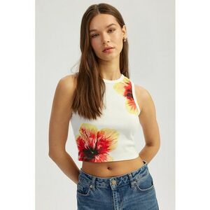 Top crop cu model floral imagine