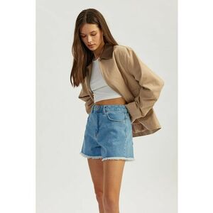 Pantaloni scurti din denim cu terminatii franjurate imagine
