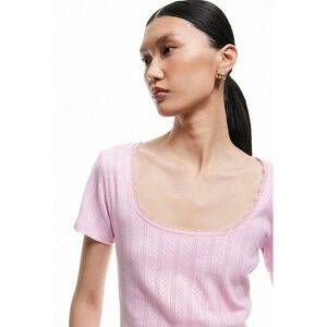 Tricou crop cu decolteu drapat imagine