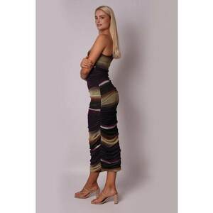 Rochie midi din plasă cu un umăr și imprimeu abstract RT281 imagine