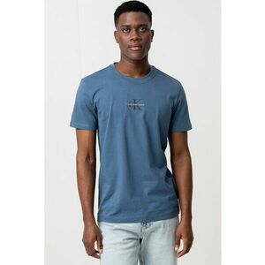 Tricou de bumbac cu decolteu la baza gatului si logo pe piept imagine