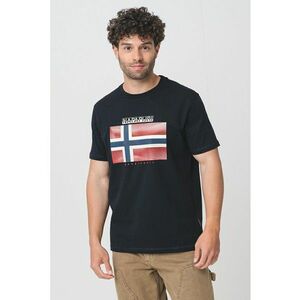 Tricou cu imprimeu logo si decolteu la baza gatului imagine