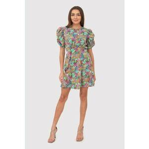 Rochie mini cu maneci Buff cu imprimeu colorat DA1763 MULTI imagine