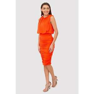Rochie midi portocalie cu volane DA1767 BURNT ORANGE imagine