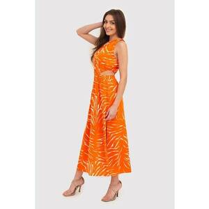 Rochie midi portocalie cu decupaje in talie DA1723 BLOOD ORANGE imagine