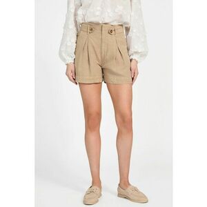 Pantaloni scurti din amestec de lyocell si in - cu talie inalta imagine