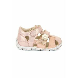 Sandale din piele cu inchidere velcro si aplicatie cu model florala imagine