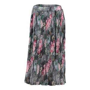 Fusta midi cu pliuri - talie elastica si model floral imagine