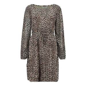 Rochie cu animal print si cordon - Negru - Bej - Maro fango - imagine