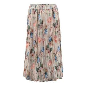 Fusta midi cu pliuri - talie elastica si model floral imagine
