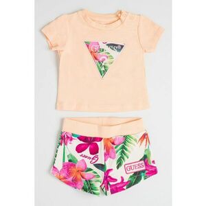 Set de tricou cu logo brodat si pantaloni scurti cu model floral imagine