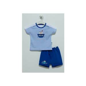 Compleu pantaloni scurti cu tricou - Barcuta - albastru - TKE6984 imagine