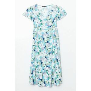 Rochie cu decolteu in V si model floral imagine