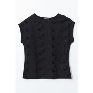 Bluza cu maneci scurte si detalii florale imagine