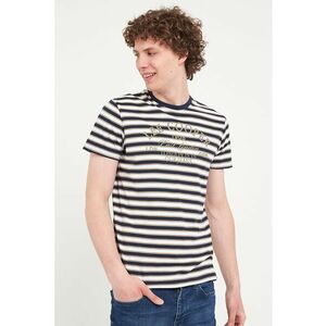 Tricou cu decolteu la baza gatului si model in dungi imagine